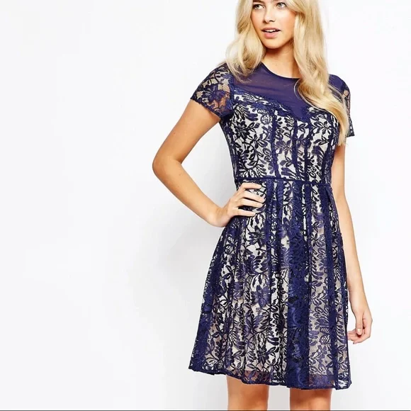ASOS | Dresses | Asos Oasis Navy Lace Skater Dress Size Small | Poshmark ASOS | Dresses | Asos Oasis Navy Lace Skater Dress Size Small | Poshmark